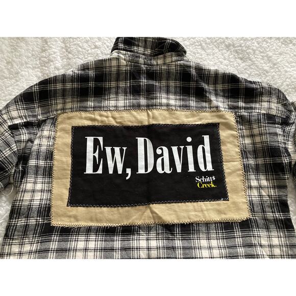 No Boundaries Tops - Ew, David Schitt's Creek Flannel Plaid lined Shirt, women's, size XL